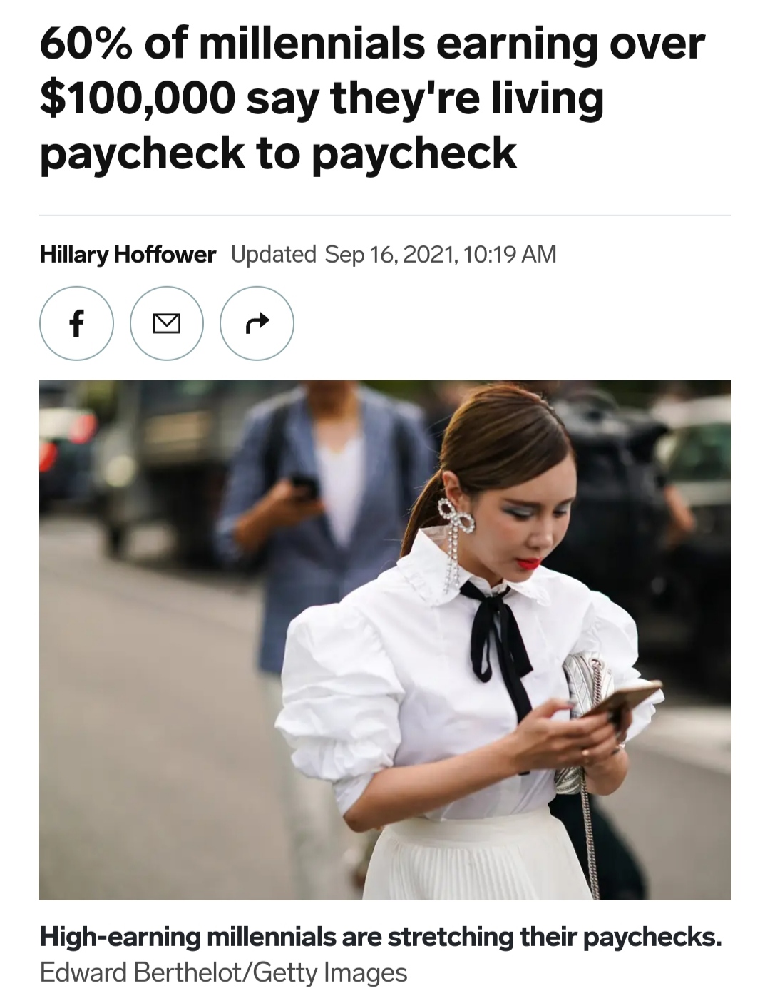 60% of millennials earning over $100,000 say they're living paycheck to paycheck.
